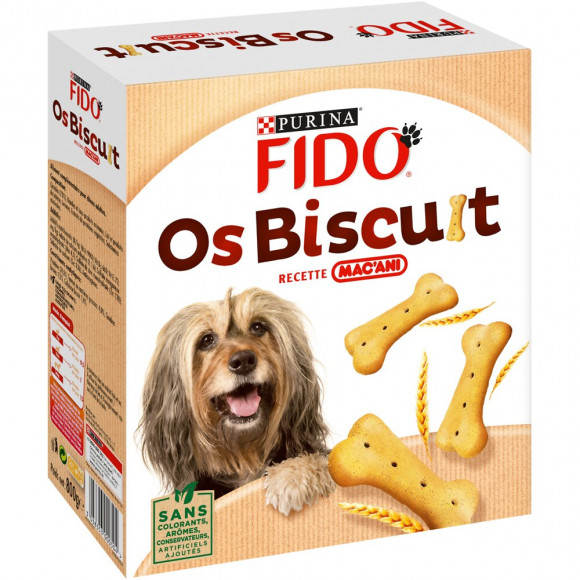 Friandises chien PURINA Fido Os Biscuits Recette Macani 800 g