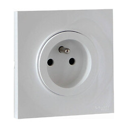  Prise de courant avec terre 2 P+T avec éclipses Odace 230 V Blanc 