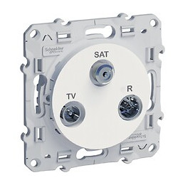 Odace, prise TV/FM/SAT Blanc, 1 entrée, à vis