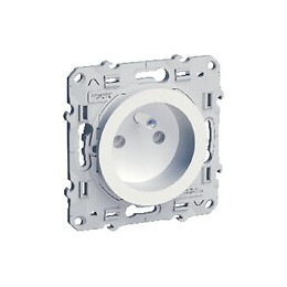  Prise de courant avec terre 2 P+T avec éclipses Odace 230 V Blanc 