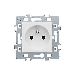 Mécanisme prise à encastrer 2P+T 16A cache blanc + support métal