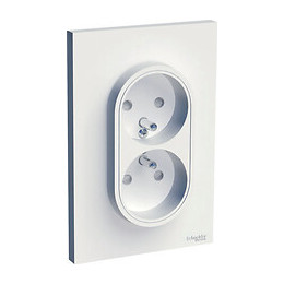 Odace - Prise de courant 2P+T double - Blanc