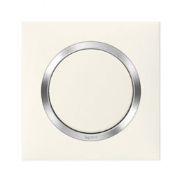 Plaque carrée dooxie 1 poste finition blanc avec bague effet chrome
