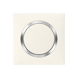 Plaque carrée dooxie 1 poste finition blanc avec bague effet chrome