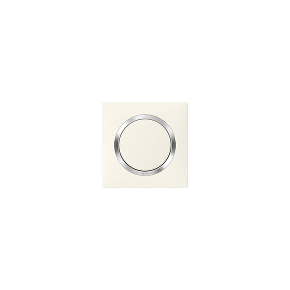 Plaque carrée dooxie 1 poste finition blanc avec bague effet chrome