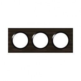 Plaque carrée dooxie 3 postes finition effet bois ébène