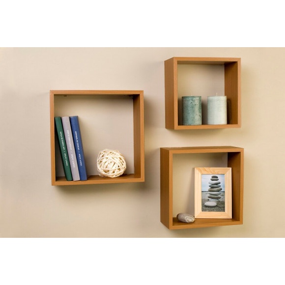 Triple cubes coins rectangulaires chêne - 30 x 30 -27 x 27 -24 x 24 cm