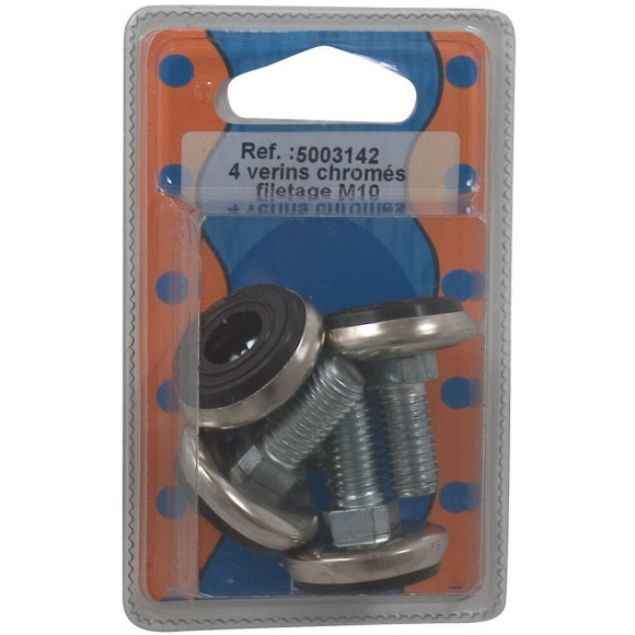Vérin de réglage chromé D.10mm longueur 2.5cm x4 pièces