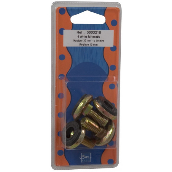 Vérin de réglage laiton M10 longueur 2.5cm x4 pièces