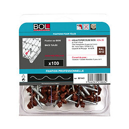 100 vis autoperceuses bois 4.9x35 rd. 14 RAL 8012