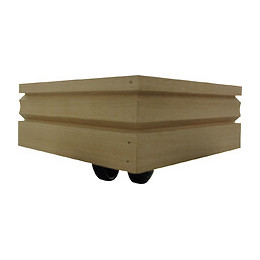 Socle de sommier en hêtre brut avec roulette montée