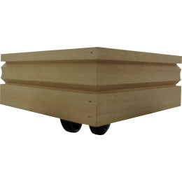 Socle de sommier en hêtre brut avec roulette montée