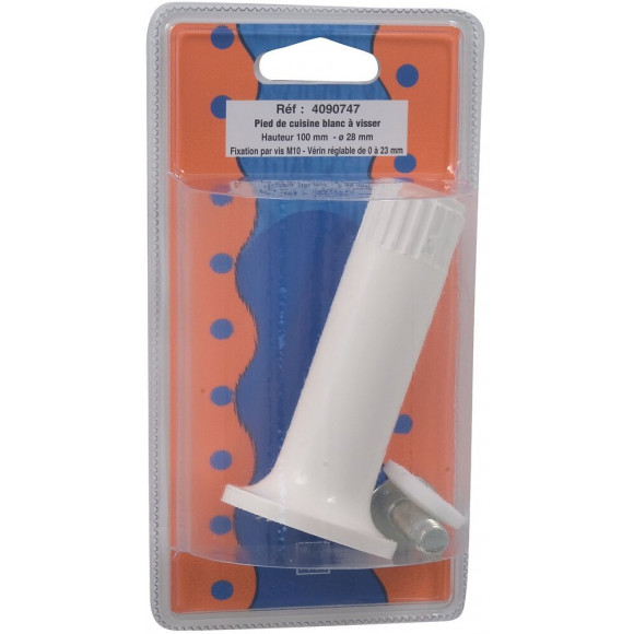 Pied de cuisine plastique blanc D.2.8cm hauteur 10cm