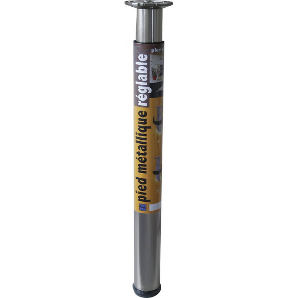 Pied aluminium brossé D.6cm réglable 74 à 113cm
