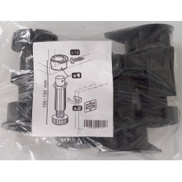 Sachet de 4 pieds de cuisine plastique noir réglable 10 à 17cm