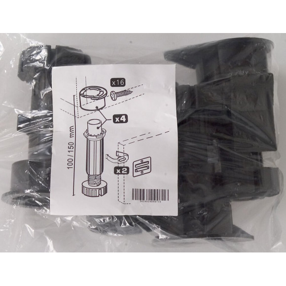 Sachet de 4 pieds de cuisine plastique noir réglable 10 à 17cm