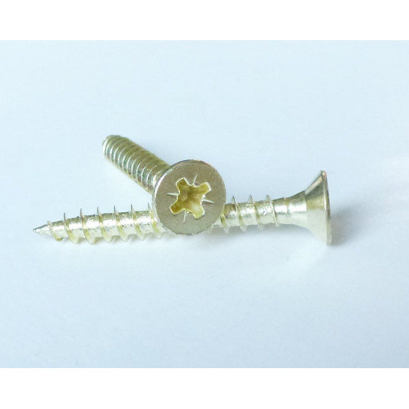 Sachet 40 vis agglo tête fraisée pozi acier laitonné 3,5x20 mm FORTFIX