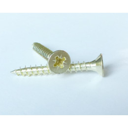 Sachet 40 vis agglo tête fraisée pozi acier laitonné 4x25 mm FORTFIX