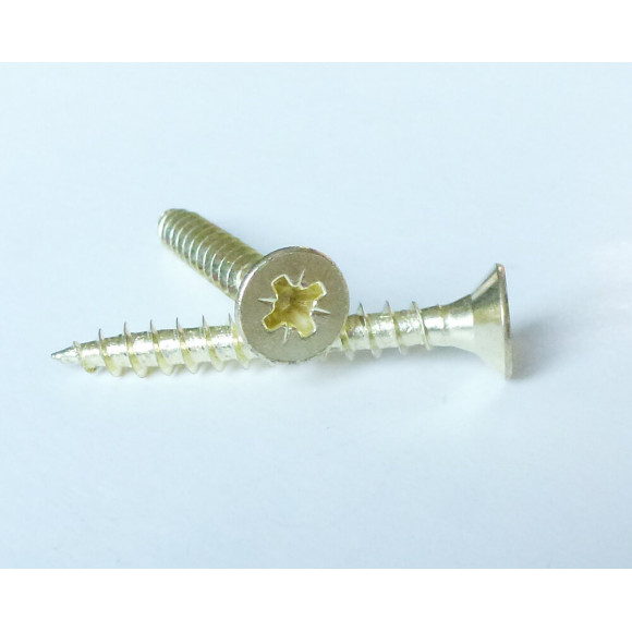 Sachet 40 vis agglo tête fraisée pozi acier laitonné 4x25 mm FORTFIX