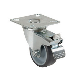 Roulette pivotante à platine et frein