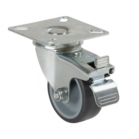 Roulette pivotante à platine et frein