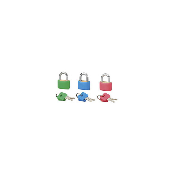 Lot de 3 cadenas laiton color 30mm anse acier 6 clés