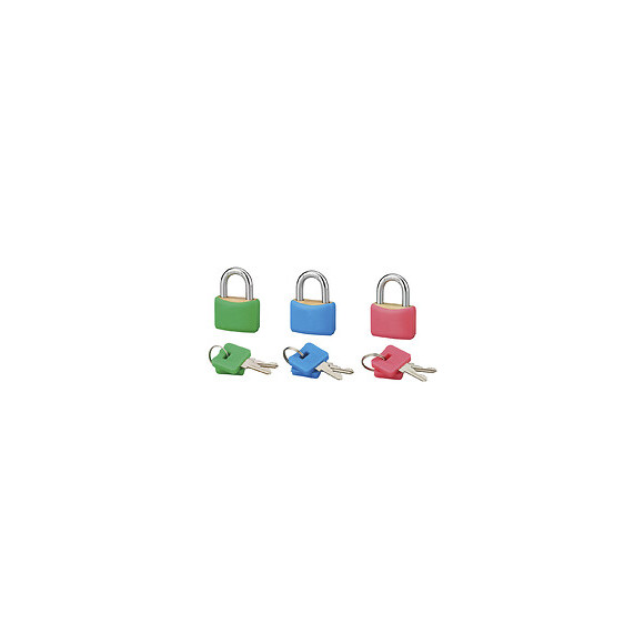 Lot de 3 cadenas laiton color 30mm anse acier 6 clés
