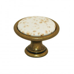 Bouton diamètre 34mm céramique/zamak beige moucheté