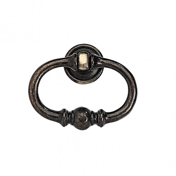 Poignée anneau régence 66mm zamak laitonné vieilli