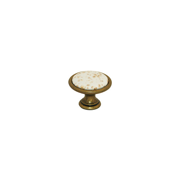 Bouton diamètre 34mm céramique/zamak beige moucheté