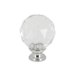 Bouton à facettes acrylique transparent base chrome