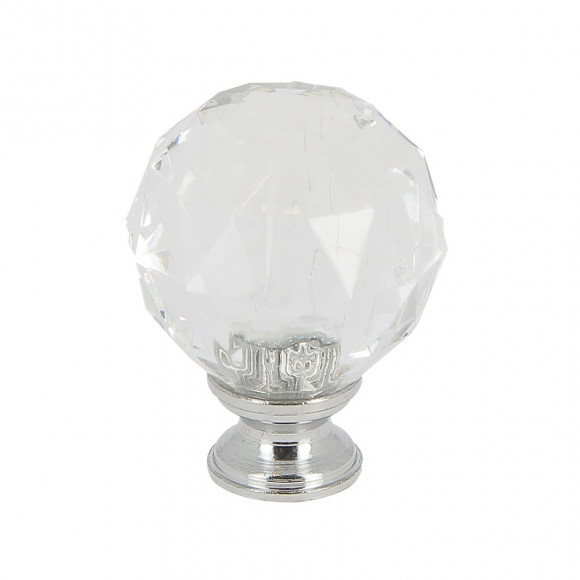 Bouton à facettes acrylique transparent base chrome