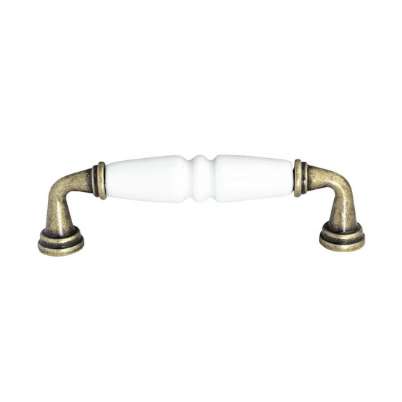 Poignée régence entraxe 96mm céramique blanc-vieilli