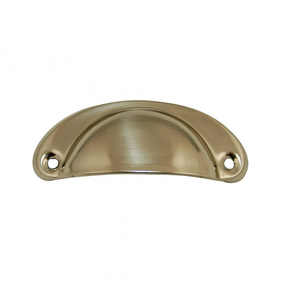 Poignée coquille entraxe 67mm acier nickel mat