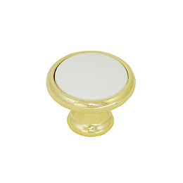 Bouton rond diamètre 35mm blanc sur base laitonné
