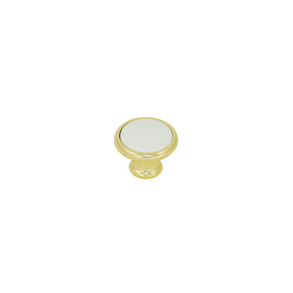 Bouton rond diamètre 35mm blanc sur base laitonné