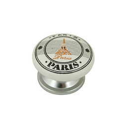 Bouton paris diamètre 38mm céramique blanc/nickel