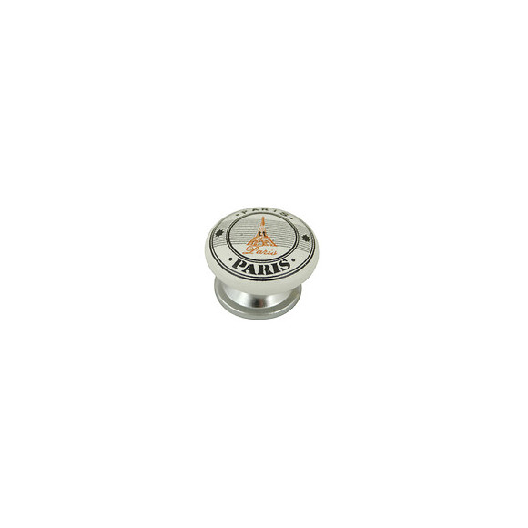 Bouton paris diamètre 38mm céramique blanc/nickel
