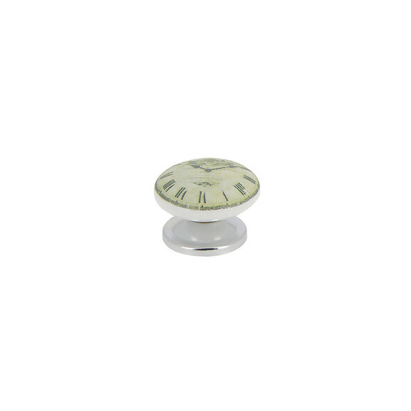 Bouton horloge 38mm céramique blanc/nickel