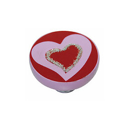 Bouton coeur 40mm résine rose/argent