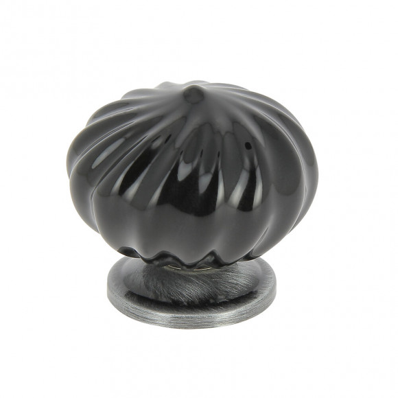 Bouton spirale diamètre 40mm céramique noir/vieilli