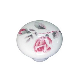 Lot 6 boutons diamètre 32mm céramique fleurs roses