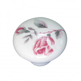 Lot 6 boutons diamètre 32mm céramique fleurs roses