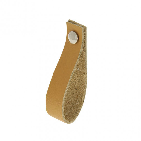 Bouton tirette/poignée entraxe 128mm cuir marron clair