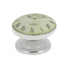 Bouton horloge 38mm céramique blanc/nickel