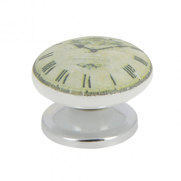 Bouton horloge 38mm céramique blanc/nickel