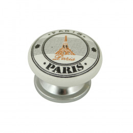 Lot 4 boutons paris 38mm céramique blanc/nickelé
