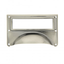Poignée coquille porte étiquette 80x50mm nickel mat