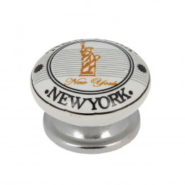 Bouton new york 38mm céramique blanc/nickel