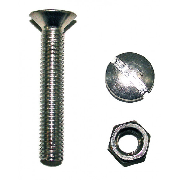 6 boulons tête fraisée fendue acier zingué 6x40mm